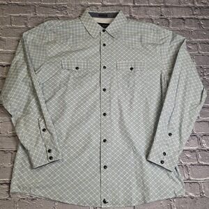 Cody James Western Snap Shirt Mens Large Blue Geometric Pearl Snap Cotton